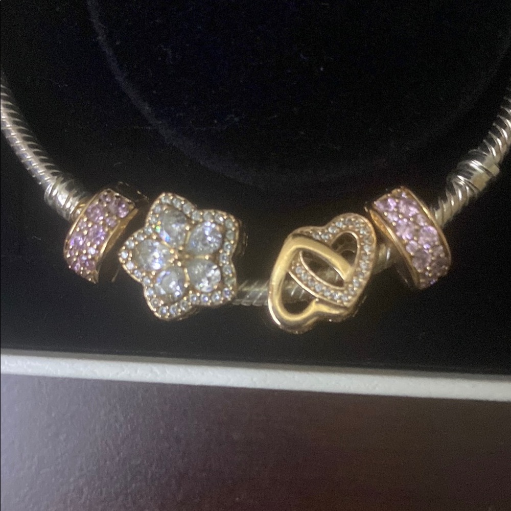 Elegant Pandora Gold and Silver Charm Bracelet - Picture 2 of 3